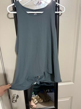 Yogalicious Slate Blue Tie-Front Tank Top